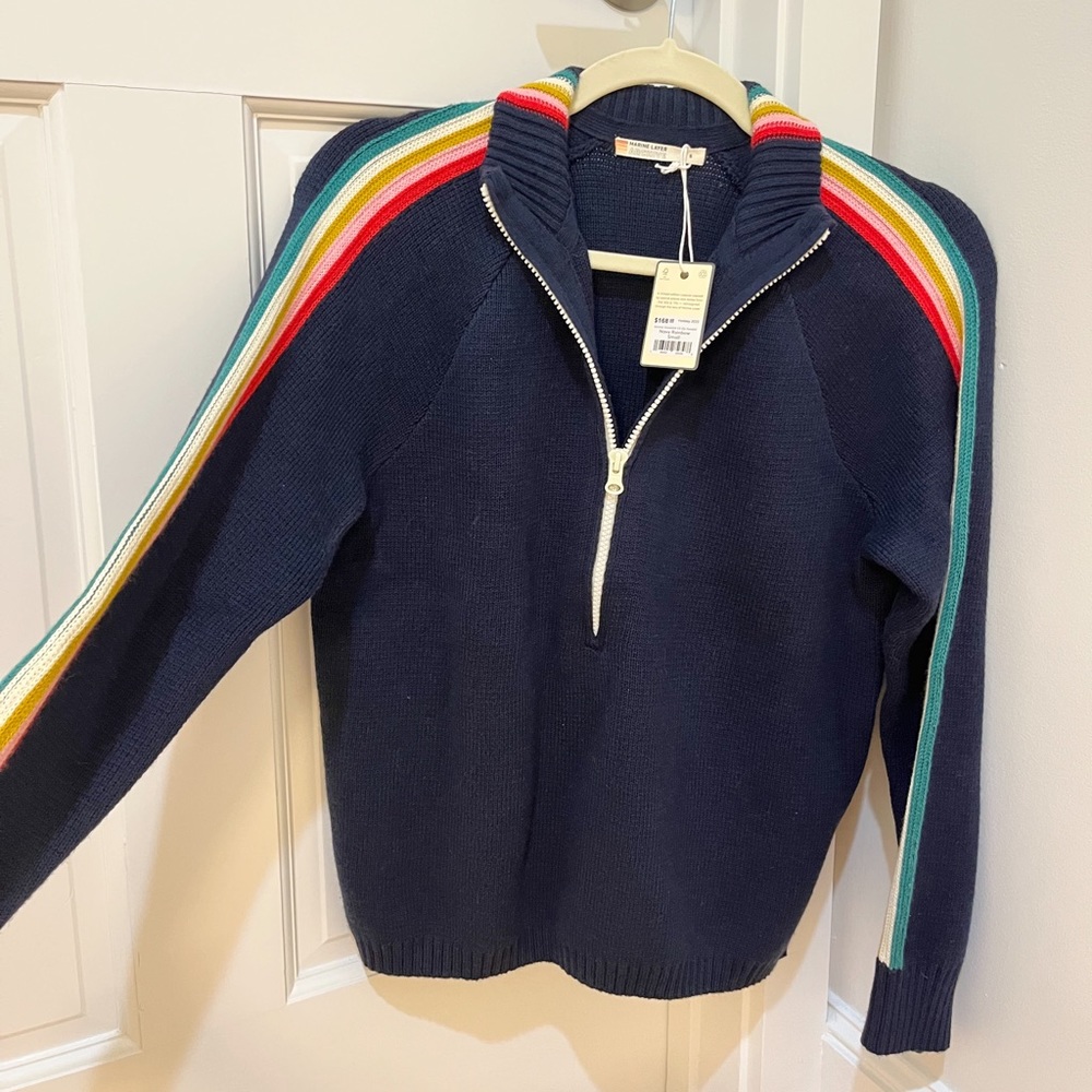 BRAND NEW WITH TAGS Marine Layer Navy Rainbow Sweater Pullover